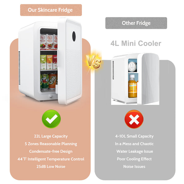 ADVWIN 15L\u002F22L(15.8QT\u002F23.3QT) Mini Fridge for Bedroom - Car, Office Desk & College Dorm Room - 12V Portable Cooler & Warmer for Food, Drinks, Skincare, Beauty & Makeup - AC\u002FDC Small Refrigerator with Glass Front