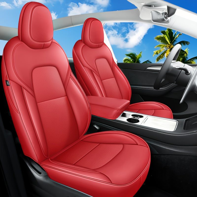 Menifomory Breathable Luxury Seat Covers For Car Covers Fit Tesla Model Y Nappa Synthetic Leather Car Seat Covers For Tesla Model Y 2020-2024\u002F2025