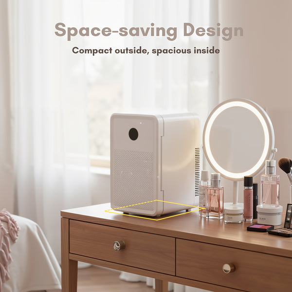 ADVWIN 15L\u002F22L(15.8QT\u002F23.3QT) Mini Fridge for Bedroom - Car, Office Desk & College Dorm Room - 12V Portable Cooler & Warmer for Food, Drinks, Skincare, Beauty & Makeup - AC\u002FDC Small Refrigerator with Glass Front