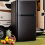 KNDKO 10L Mini Fridge\u002F3.1 Cu. Ft. Fridge With 2 Doors, Portable Mini Fridge With Blackboard Door, Cooler Mini Fridge For Bedroom, Car, Office, Dorm And Skincare, AC\u002FDC Car Plug-Compatible - Black, White.