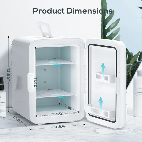 KNDKO 10L Mini Fridge\u002F3.1 Cu. Ft. Fridge With 2 Doors, Portable Mini Fridge With Blackboard Door, Cooler Mini Fridge For Bedroom, Car, Office, Dorm And Skincare, AC\u002FDC Car Plug-Compatible - Black, White.