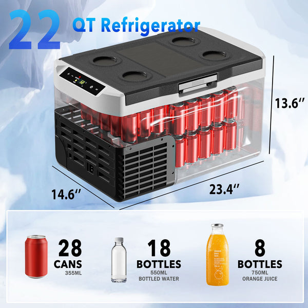 BACKID 16\u002F22\u002F32\u002F42 Quart Portable Car Fridge, 12 Volt Refrigerator Freezer, -4℉ to 68℉, Electric Cooler with 12\u002F24V DC & 110-240V AC for Truck, RV, Van, SUV, Camper, Travel, Camping & Boat