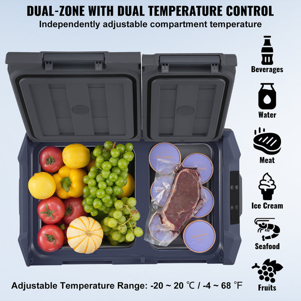 VEVOR Portable Car Refrigerator Freezer Compressor 25\u002F32\u002F40 L Dual Zone for Car Home
