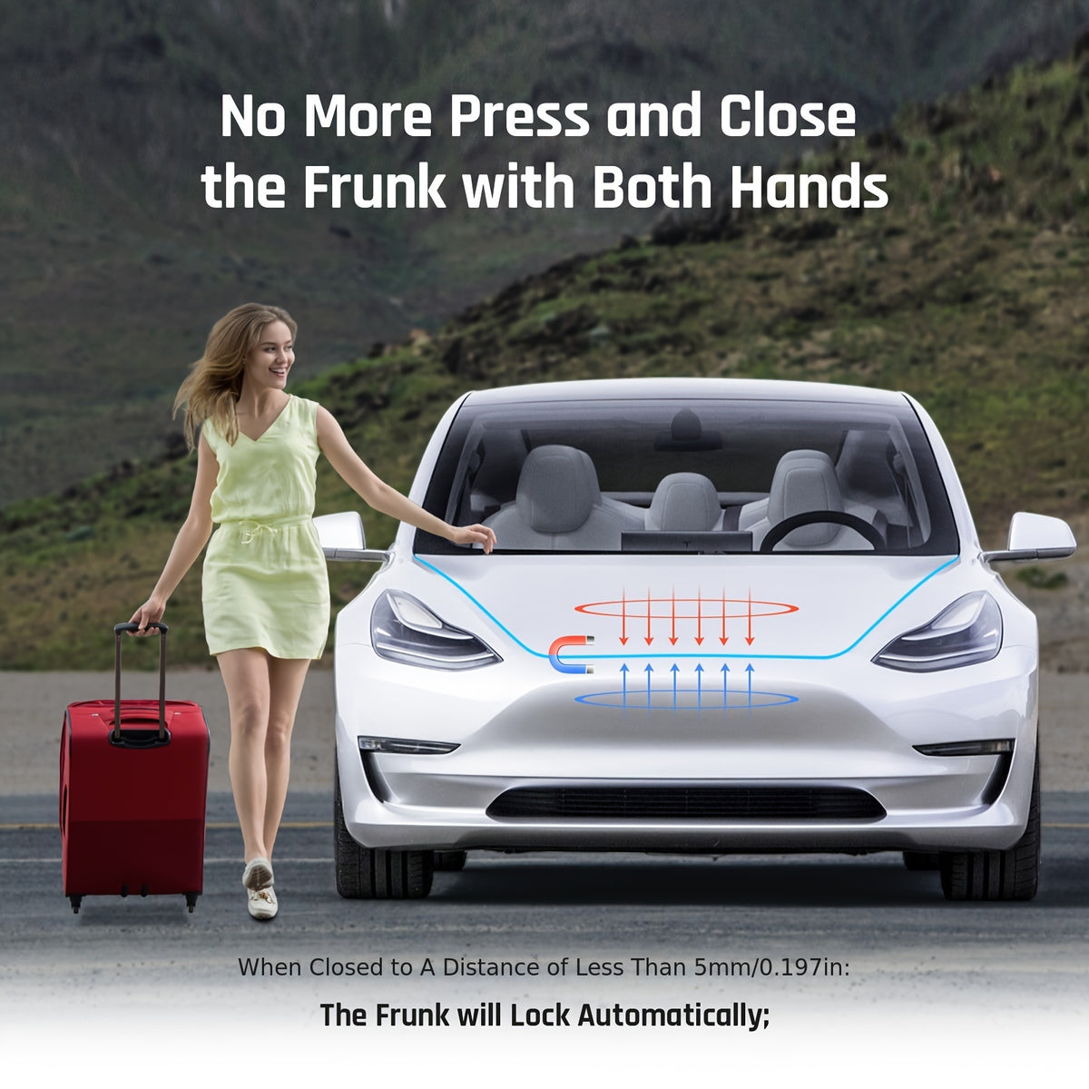 Frunk Electric Suction Soft Closing for Tesla for Model Y Model 3 Model S Model X 2021-2024 Front Trunk Cover Automatic Lock Closer, Power Front Hood Cargo Lid Auto Close Locker Motor for Model Y Model 3 Model S Model X for Tesla Accessories