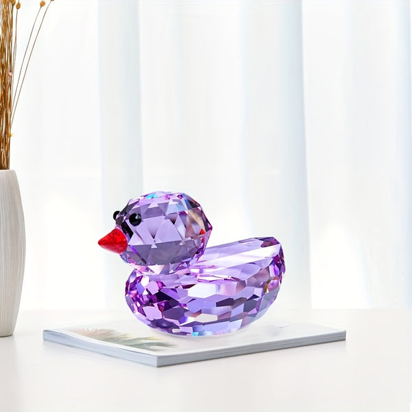 Sparkling Duck Decoration Sparkling Cute K9 Crystal Yellow Duck Decoration | Cartoon Duck Figurine for Car & Desk Decor, Indoor\u002FOutdoor, No Electricity Needed
