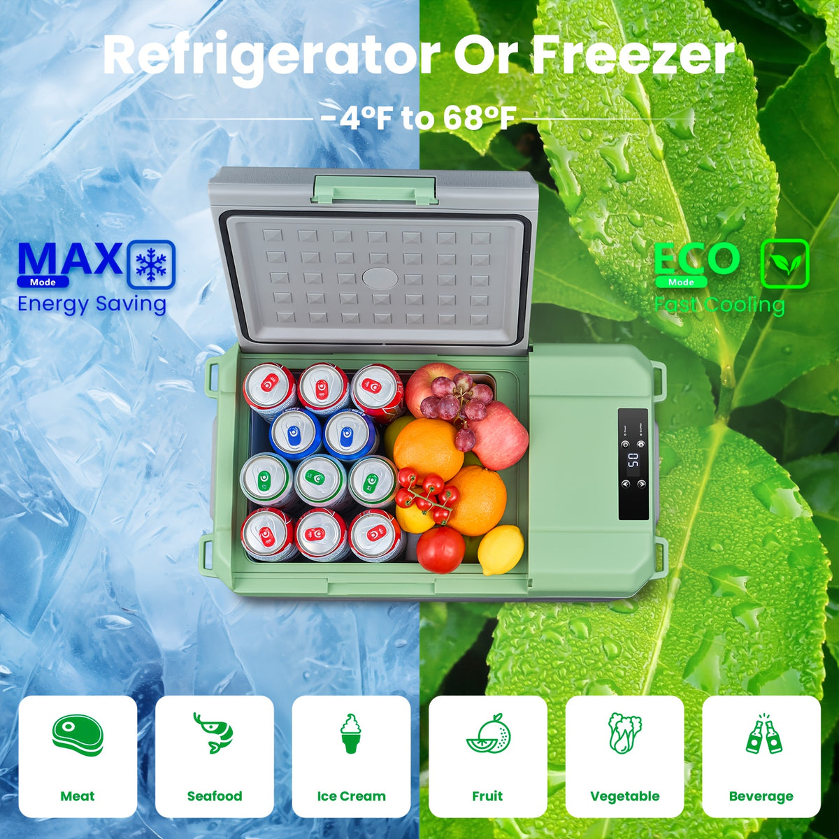 BODEGACOOLER 12 Volt Car Refrigerator, 18 Quart Portable Freezer, Mini Car Fridge -4°F To 68°F, Compressor Electric Cooler 12\u002F24V DC 100-240 Volt AC For Outdoor RV Camping Travel Vehicles Home Use