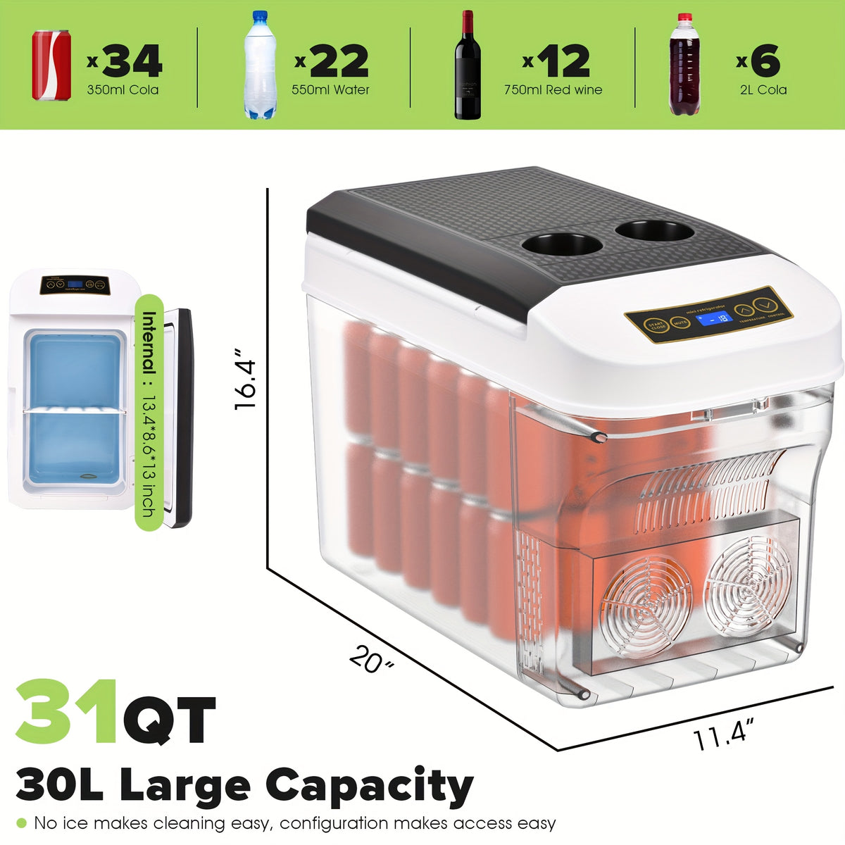 ADVWIN 12V Car Refrigerator Cooler\u002FWarmer 23 Quart(5.75gal) Portable Electric Car Cooler With 12\u002F24 Volt DC &120V AC, Plug In Thermoelectric Fridge For Camping, RV, Fishing