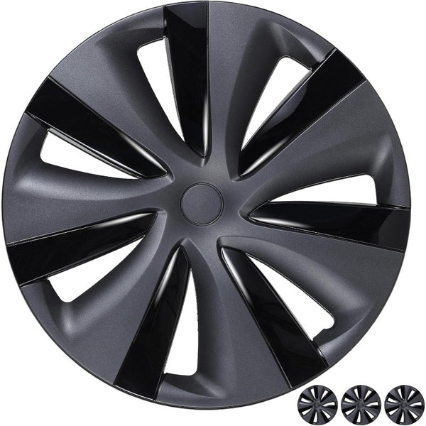 19 Inch Wheel Covers for Model Y 20212024 4 Pcs Matte Black Wheel Cover HubCaps Compatible with Model Y 20012004 Matte Black ABS Hubcaps Cyclone Turbine Style