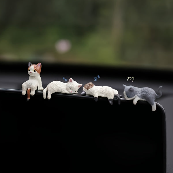 20 Cartoon Mini Cat Car Dashboard Ornaments - Suitable For Interior Decoration And Screen Display
