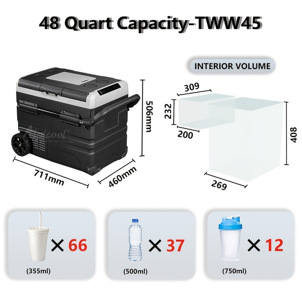 Alpicool Portable Refrigerator Alpicool Portable Refrigerator | Dual Temperature Control TWW55, 58 Quart (55 Liter) Compact Fridge Mini Freezer for Travel, Camping, Fishing, Outdoor -12\u002F24V DC