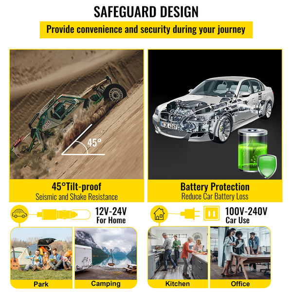 VEVOR Refrigerator 16 Qt, Portable Mini Car Fridge w\u002F -4℉-68℉ Cooling Range 110-240V AC Electric Compressor Cooler for Truck Vehicle RV Boat Outdoor & Home Use, Grey