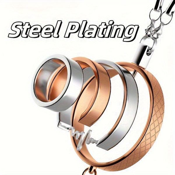 Elegant Stainless Steel Car Charm - Multi-Ring Design with Peace Symbol, Durable & Stylish Vehicle Hanging Ornament for Men and Women