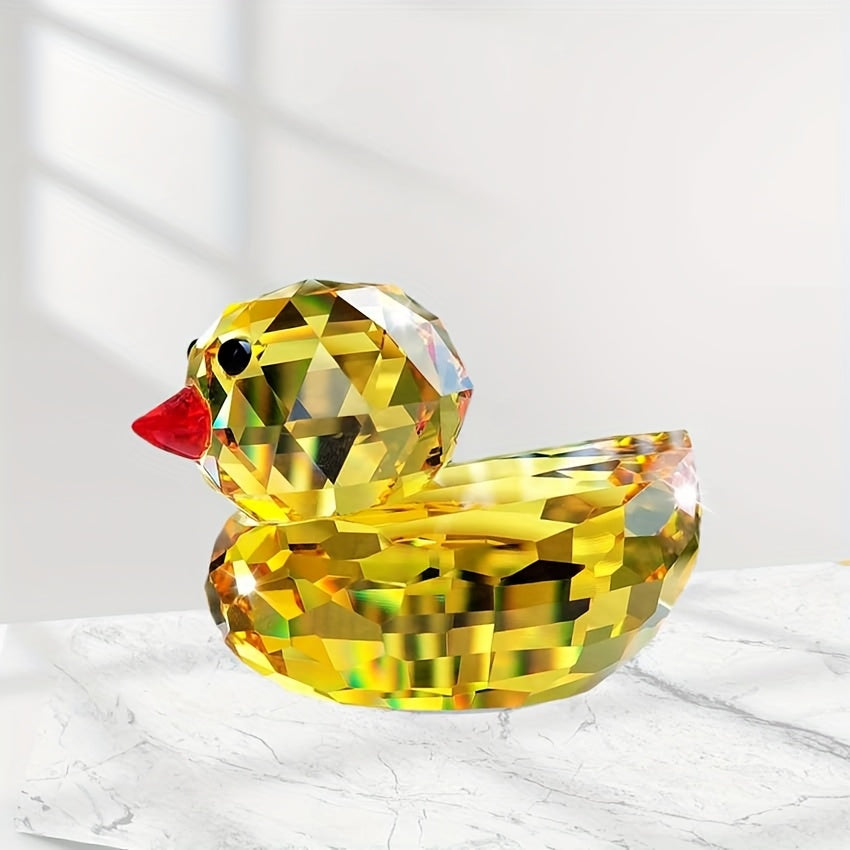 Sparkling Duck Decoration Sparkling Cute K9 Crystal Yellow Duck Decoration | Cartoon Duck Figurine for Car & Desk Decor, Indoor\u002FOutdoor, No Electricity Needed