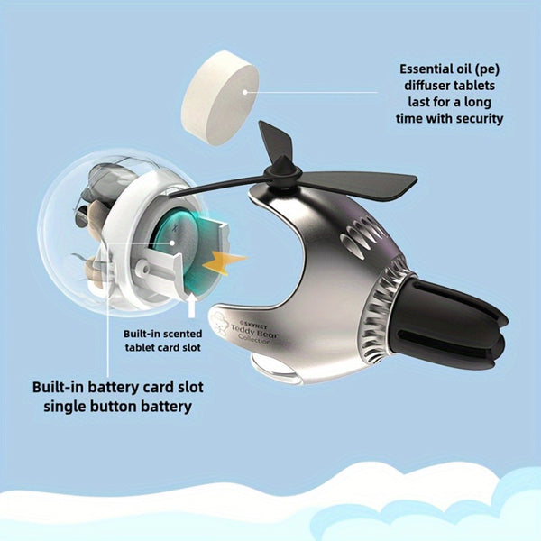Teddy Bear Flying Ball Car Aroma Relax Air Outlet Small Aircraft Car Accessories Atmosphere Light Perfume