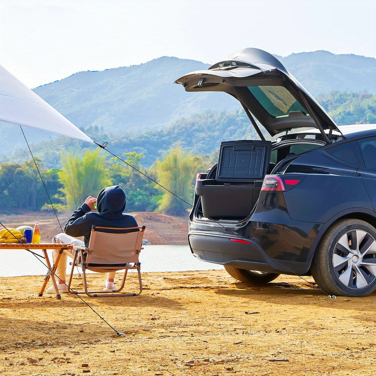 Car Refrigerator for Tesla for Model Y (2019 2020 2021 2022 2023 2024), 37QT (9.25gal) Car Fridge 12V Refrigerator for Tesla for Model Y Trunk, Portable Freezer for Camping Tailgating Road Trip, App Control, 12\u002F 24V DC