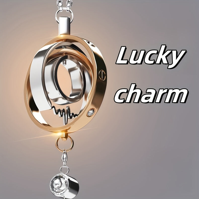 Elegant Stainless Steel Car Charm - Multi-Ring Design with Peace Symbol, Durable & Stylish Vehicle Hanging Ornament for Men and Women