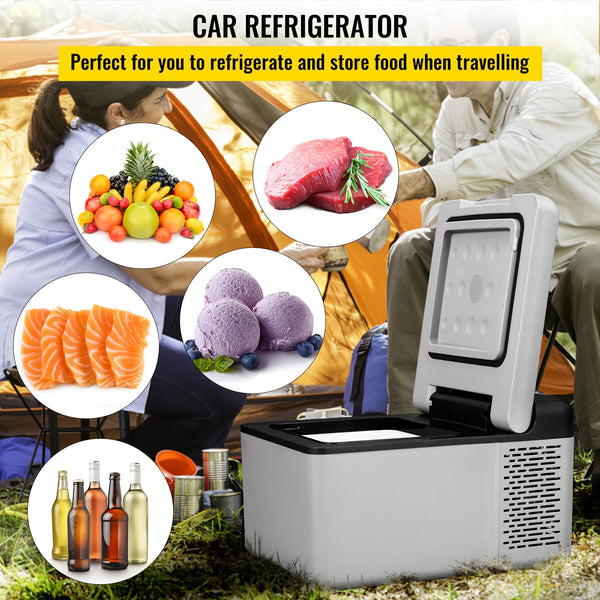 Portable Car Fridge Happybuy Portable 12V Refrigerator 10 Qt | Mini Freezer, Car Compressor Fridge Cooler for Camping, Road Trip, Travel, Outdoor - 12V\u002F24V DC