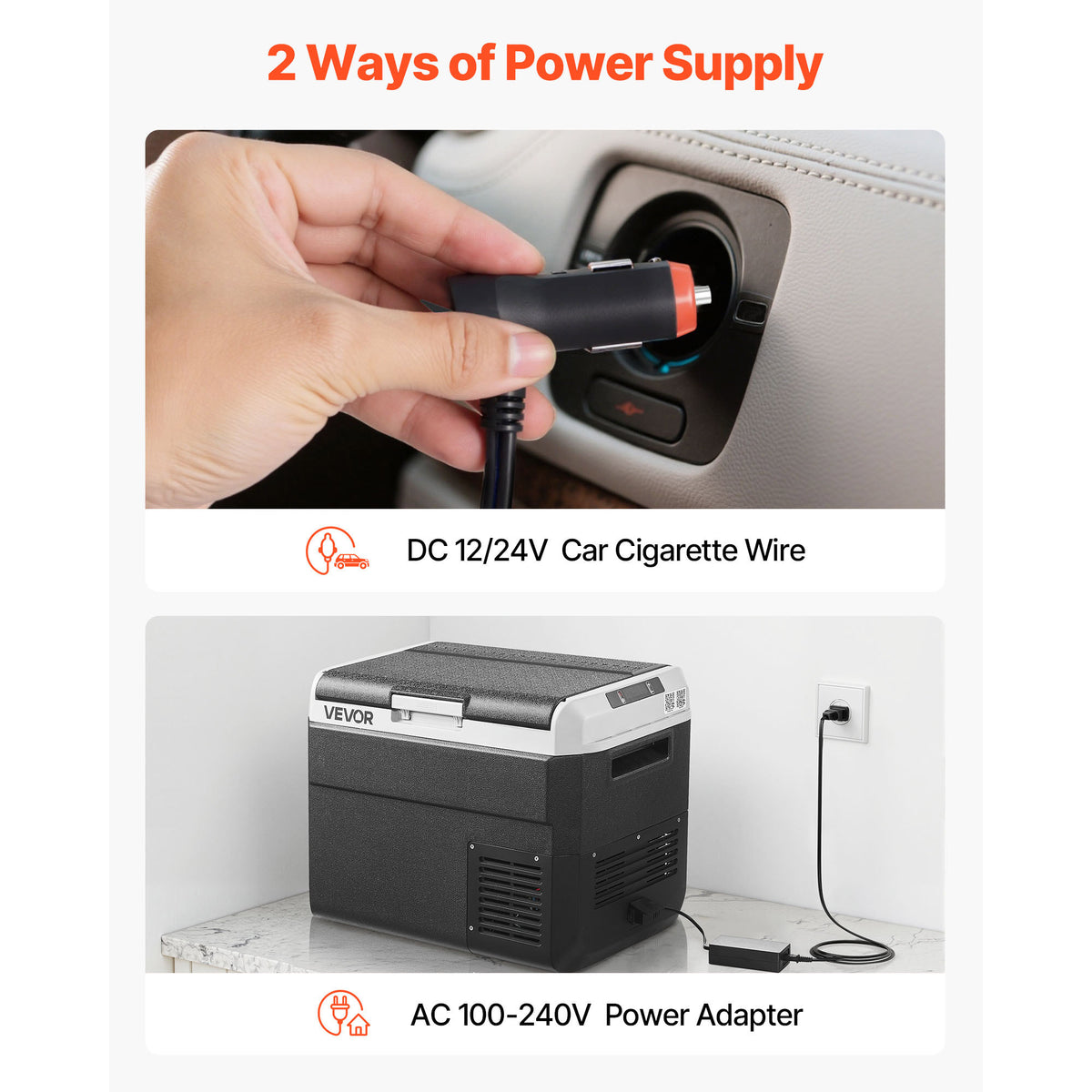 VEVOR 12 Volt Car Refrigerator Portable Freezer 31.7QT Electric Cooler for Camping 25L\u002F30L\u002F40L\u002F50L