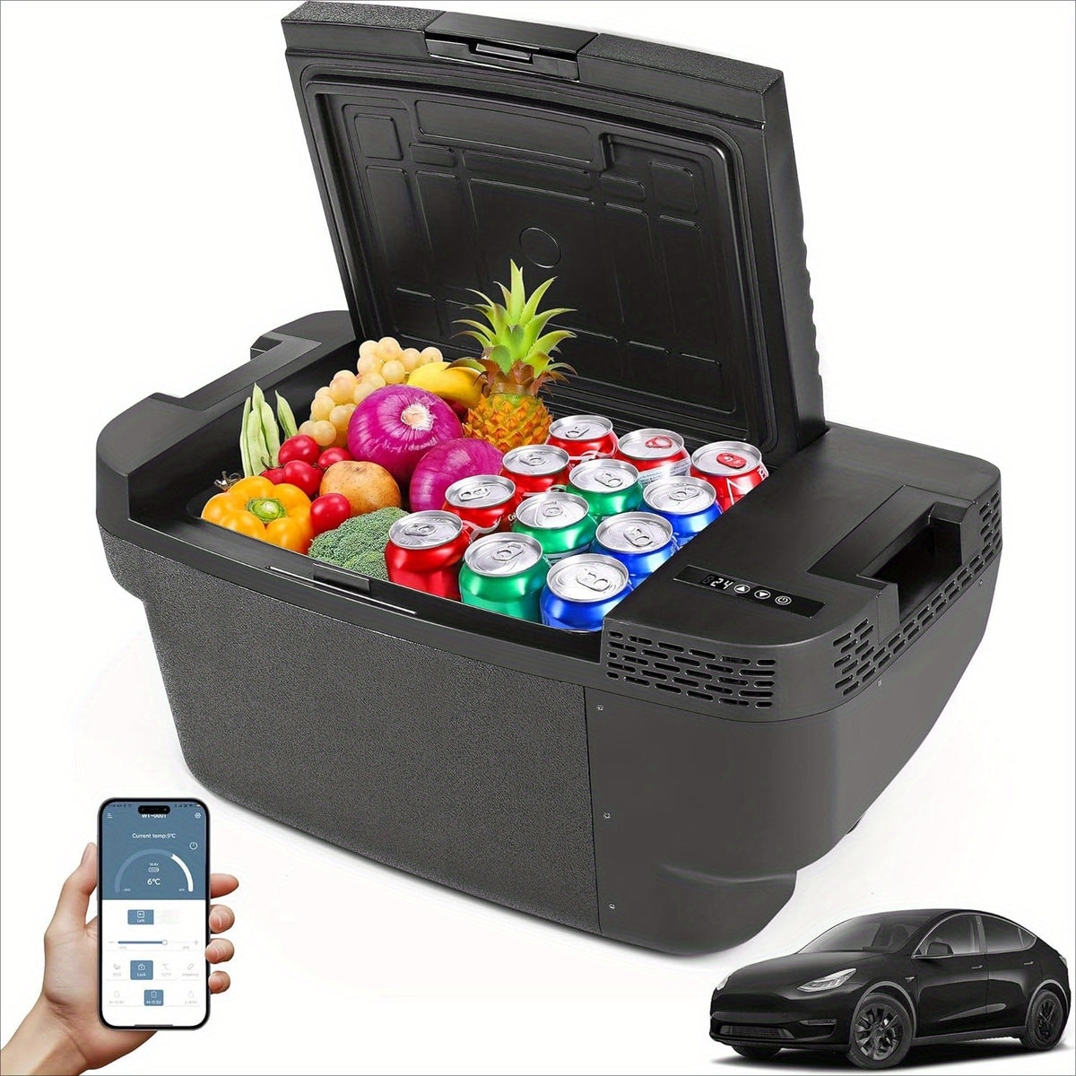 Car Refrigerator for Tesla for Model Y (2019 2020 2021 2022 2023 2024), 37QT (9.25gal) Car Fridge 12V Refrigerator for Tesla for Model Y Trunk, Portable Freezer for Camping Tailgating Road Trip, App Control, 12\u002F 24V DC