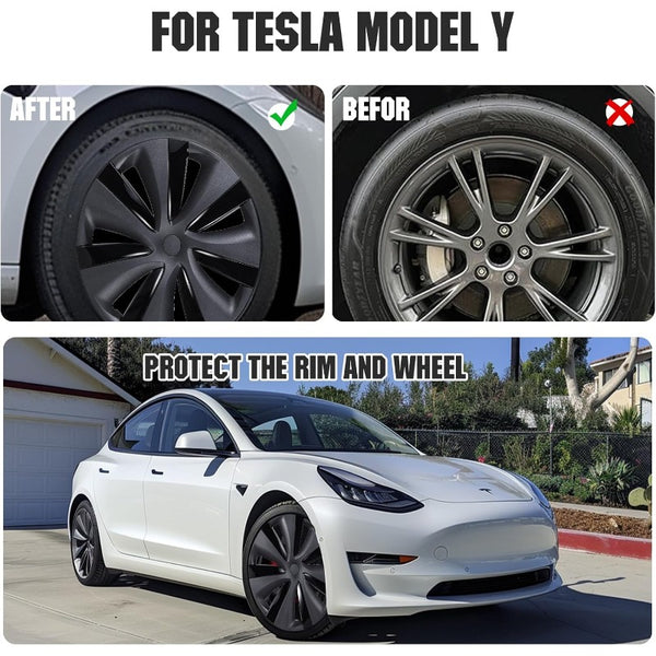19 Inch Wheel Covers for Model Y 20212024 4 Pcs Matte Black Wheel Cover HubCaps Compatible with Model Y 20012004 Matte Black ABS Hubcaps Cyclone Turbine Style