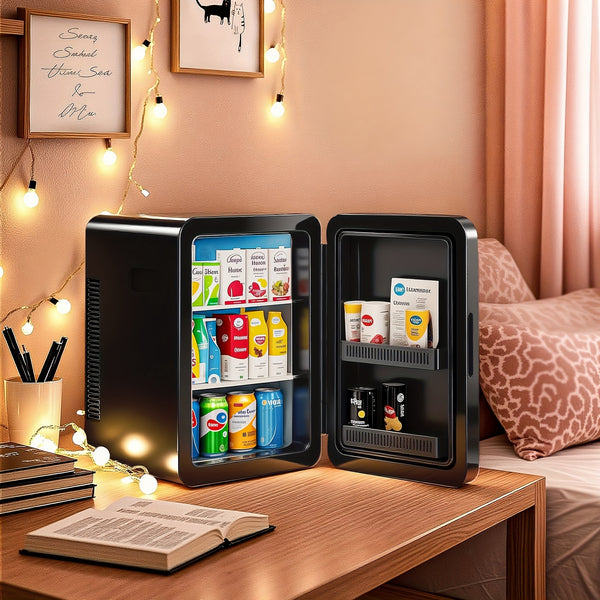 ADVWIN 15L\u002F22L(15.8QT\u002F23.3QT) Mini Fridge for Bedroom - Car, Office Desk & College Dorm Room - 12V Portable Cooler & Warmer for Food, Drinks, Skincare, Beauty & Makeup - AC\u002FDC Small Refrigerator with Glass Front